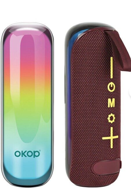 Bezvadu Bluetooth skaļrunis ar gaismām, tumši sarkans